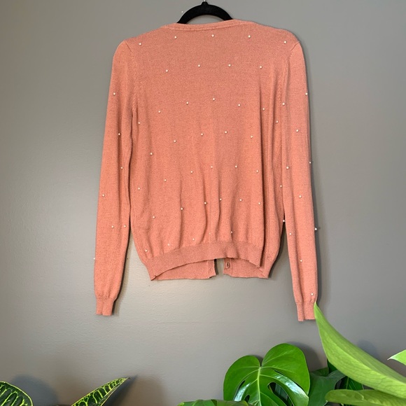 Dusty Rose Cardigan with Pearl Details - Picture 2 of 2